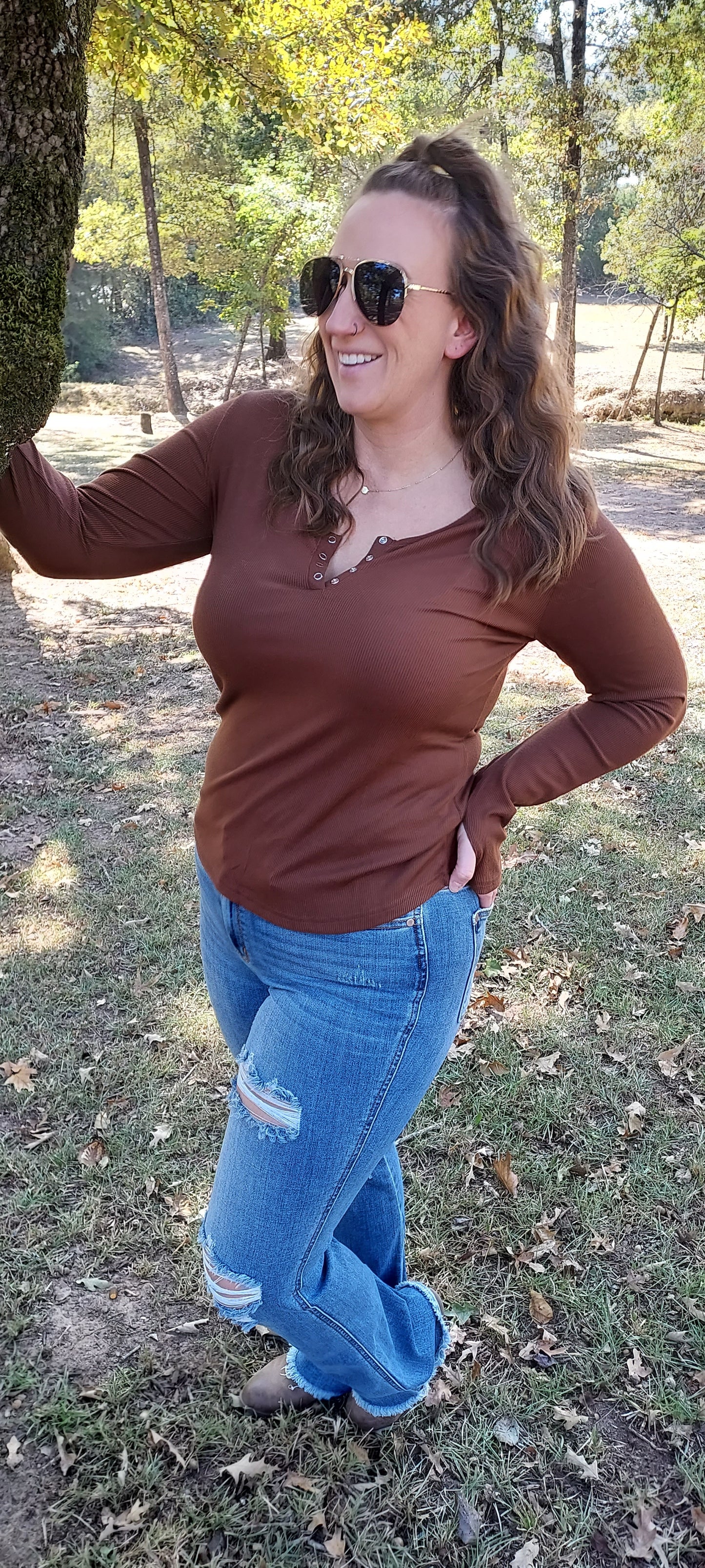 Brown Henley Top
