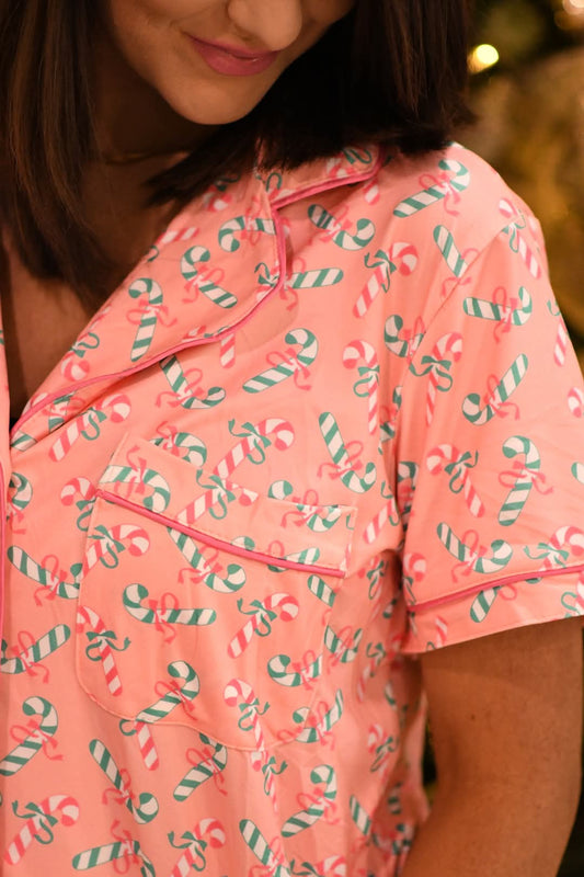 Pink candy cane pj set