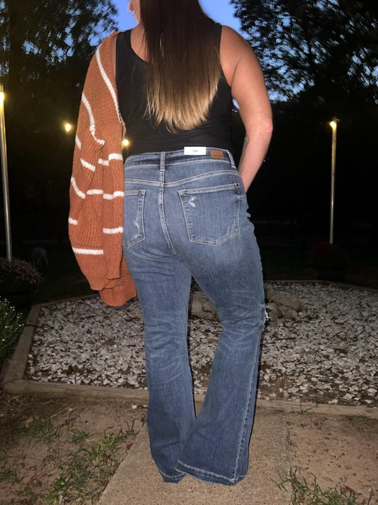 JB PLUS button fly mid-rise trouser flare