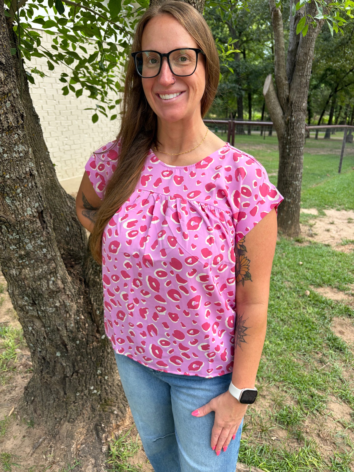 Pink cheetah blouse