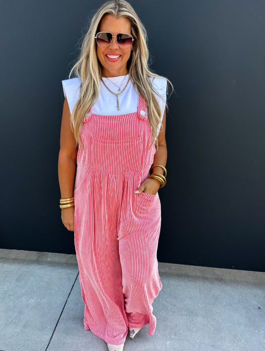 Winter 2 tone red karli Boho overalls