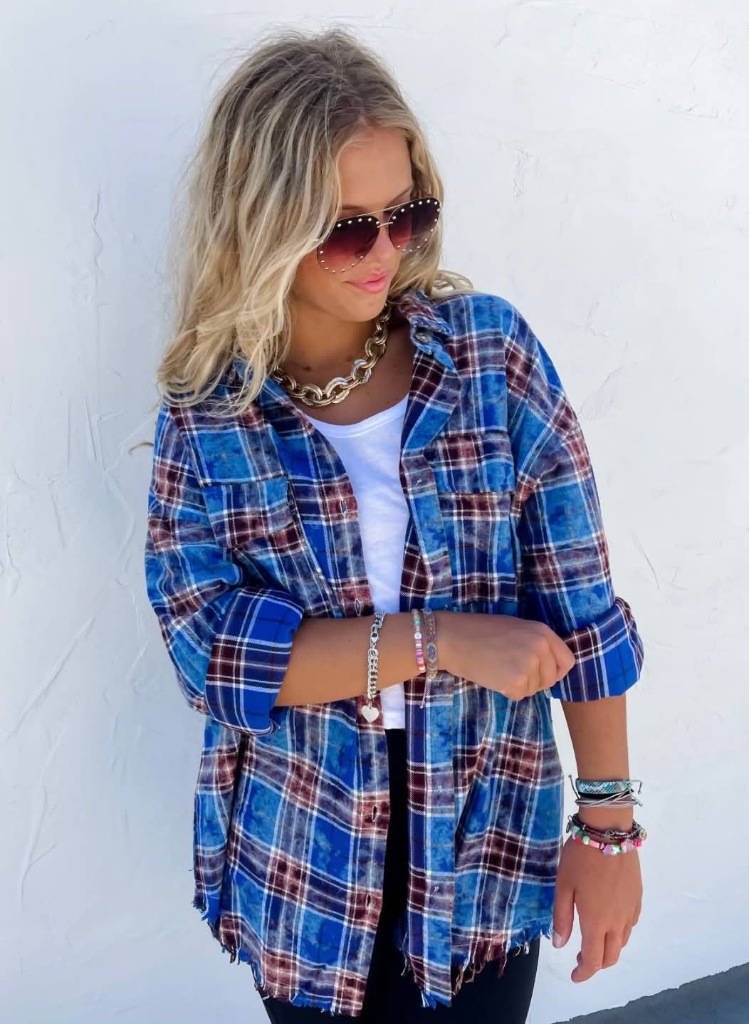 Bleached blue flannel