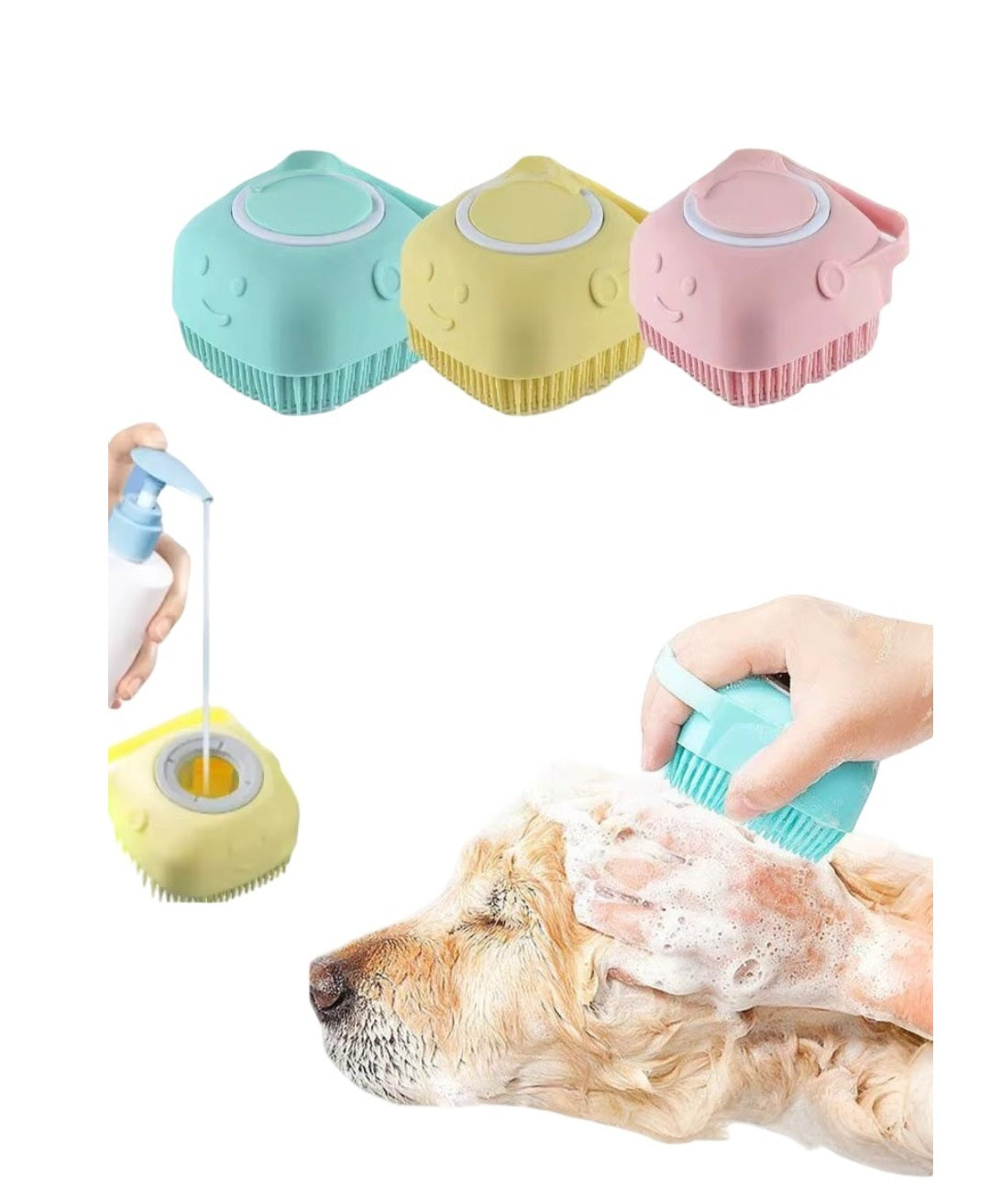 Pet shampoo brush