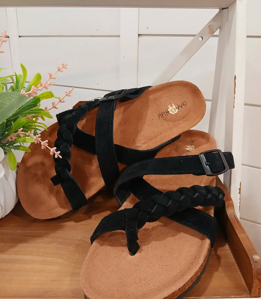 Braided Criss Cross Buckled Sandal