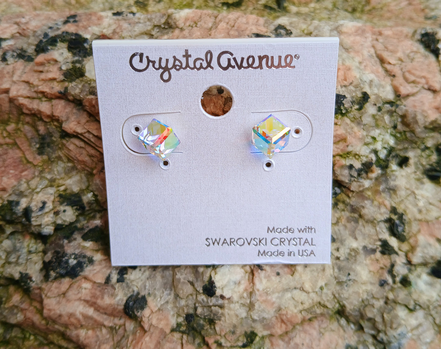 Crystal cube drop studs (medium)