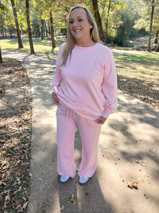 Pink acid wash pullover