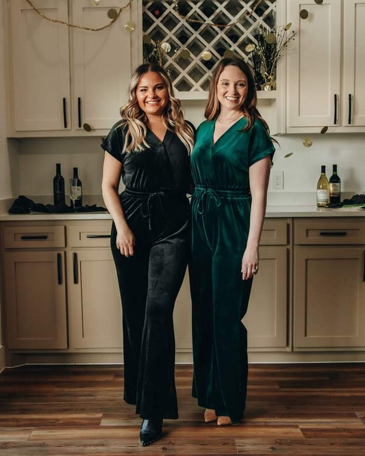 Going out tonight velvet Jumpsuit (black)