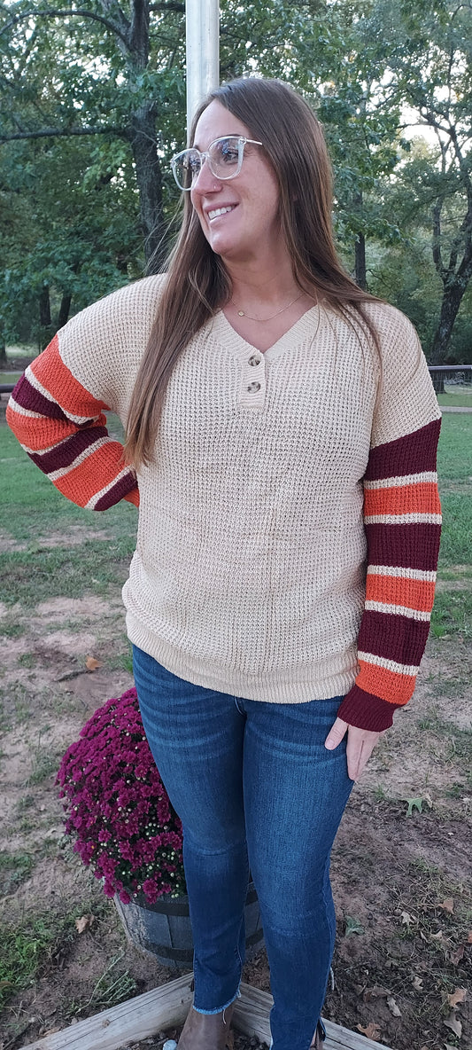 Apricot striped sweater