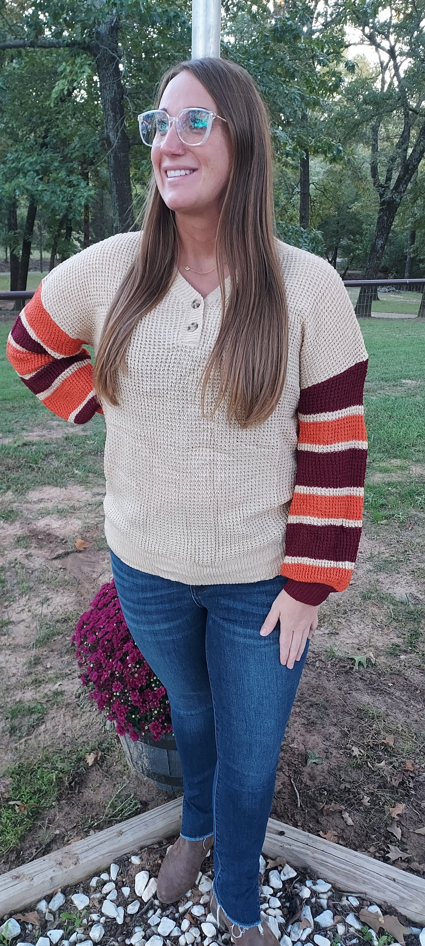 Apricot striped sweater