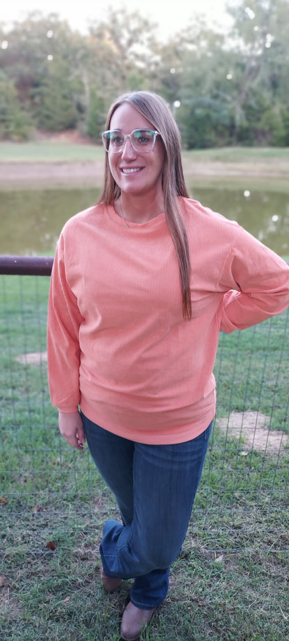 Orange ribbed sweater