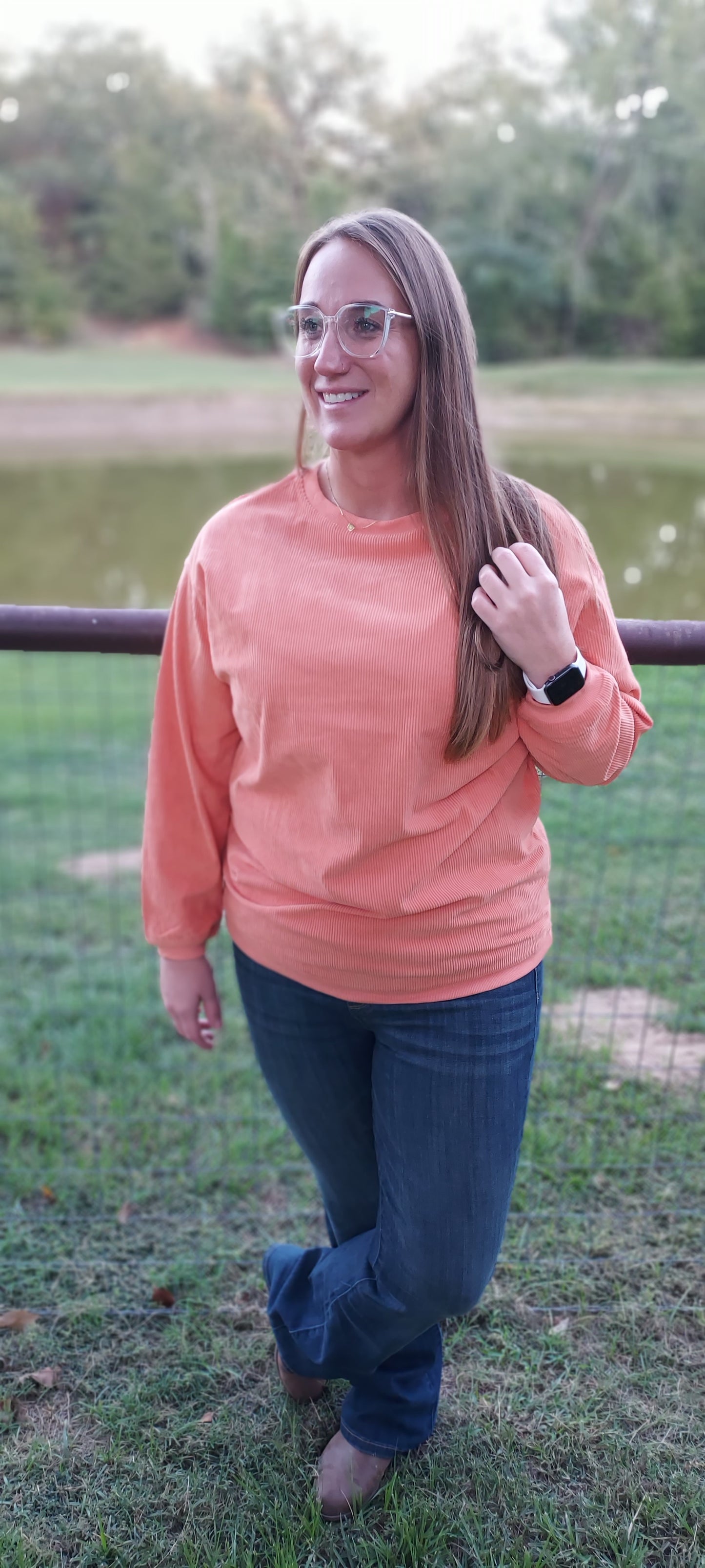 Orange ribbed sweater