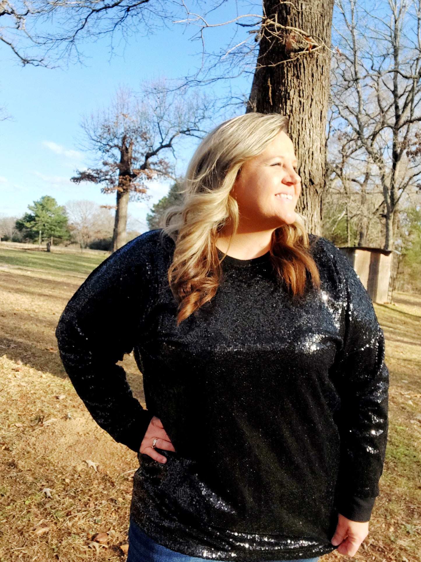 Black sequin top