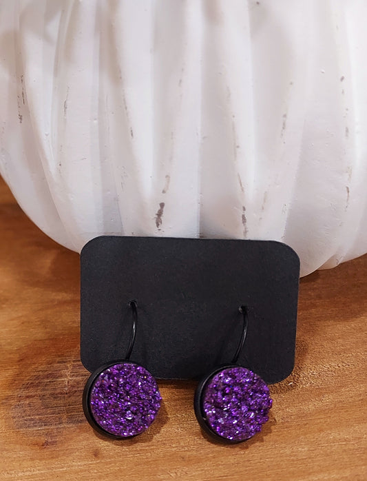 Purple druzy dangles