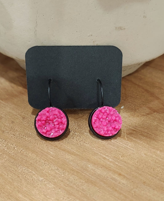 Pink druzy dangles