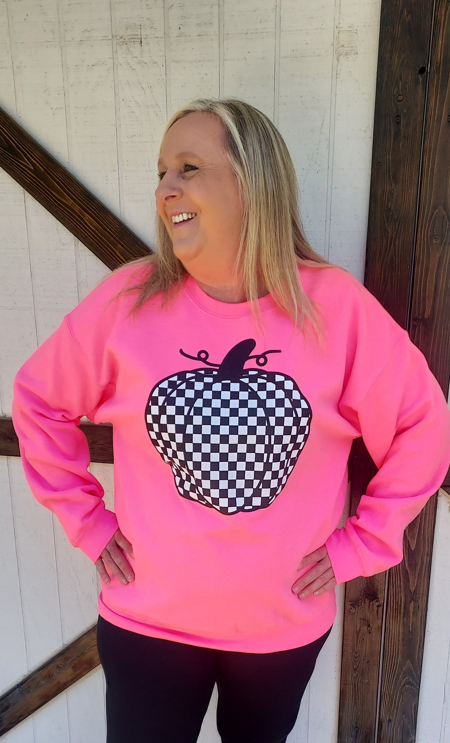 Hot Pink Checkered Pumpkin