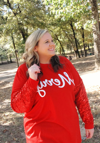 Christmas sequin sleeve top