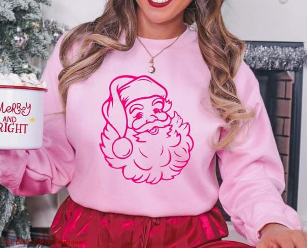 Puff pink Santa sweater