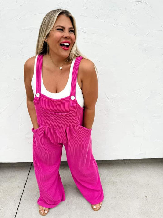 Karli Boho Overalls Magenta