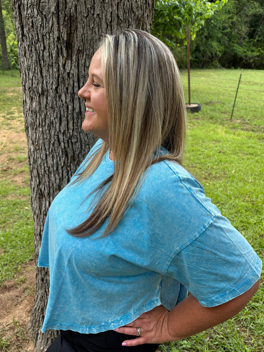 Zenana mineral wash cropped tee