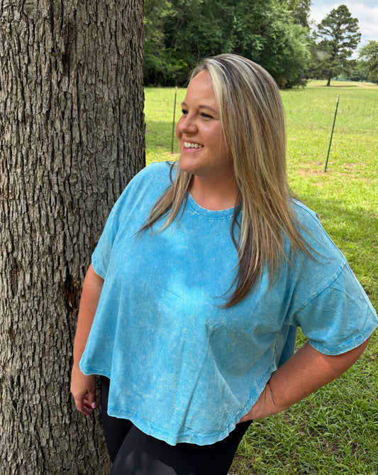 Zenana mineral wash cropped tee