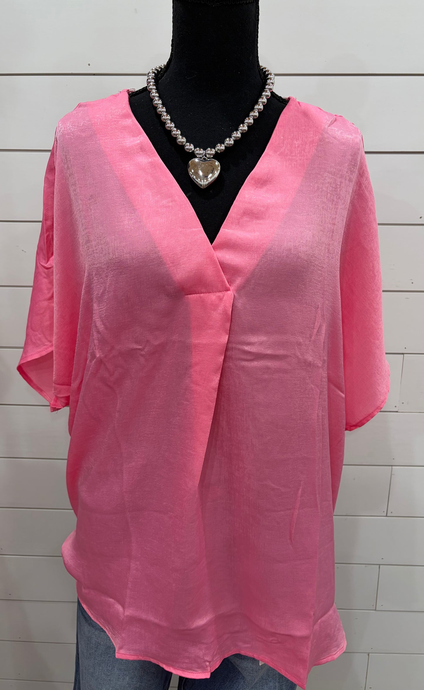 Pink silky blouse (plus)