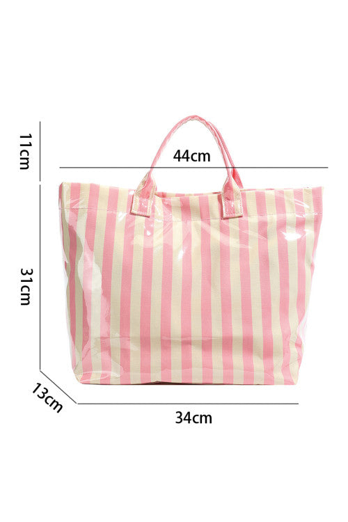 Glossy striped tote bag