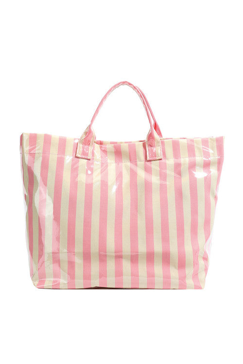 Glossy striped tote bag