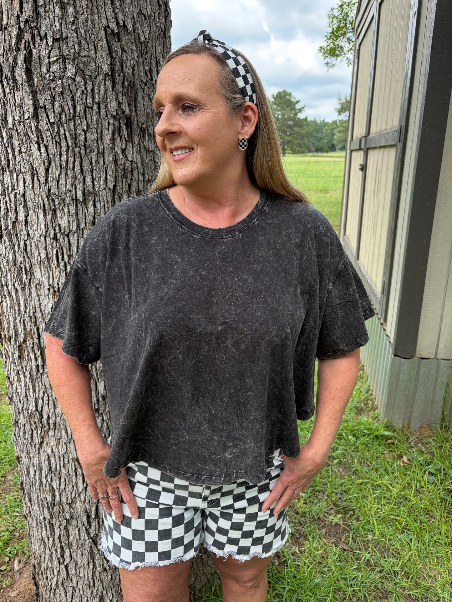 Zenana mineral wash cropped tee
