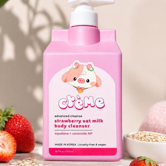 Crème shop strawberry oat milk body cleanser