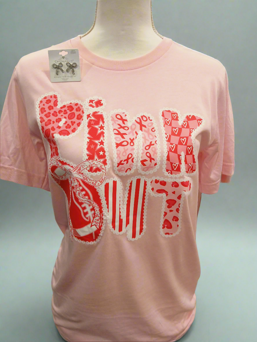 Pink out bow tee