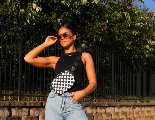 Checkered cross body bag