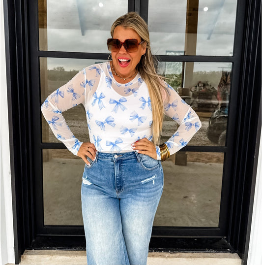 Chrissa Bow Mesh Top