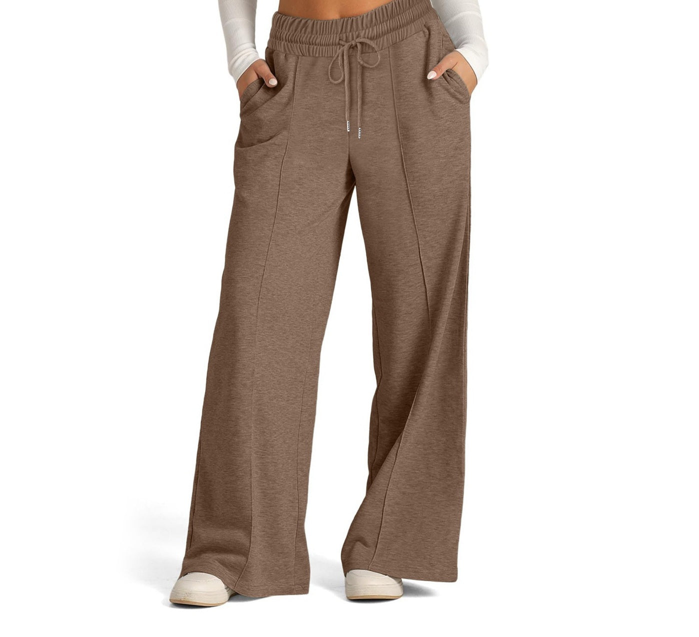 Pleated brown casual bottoms