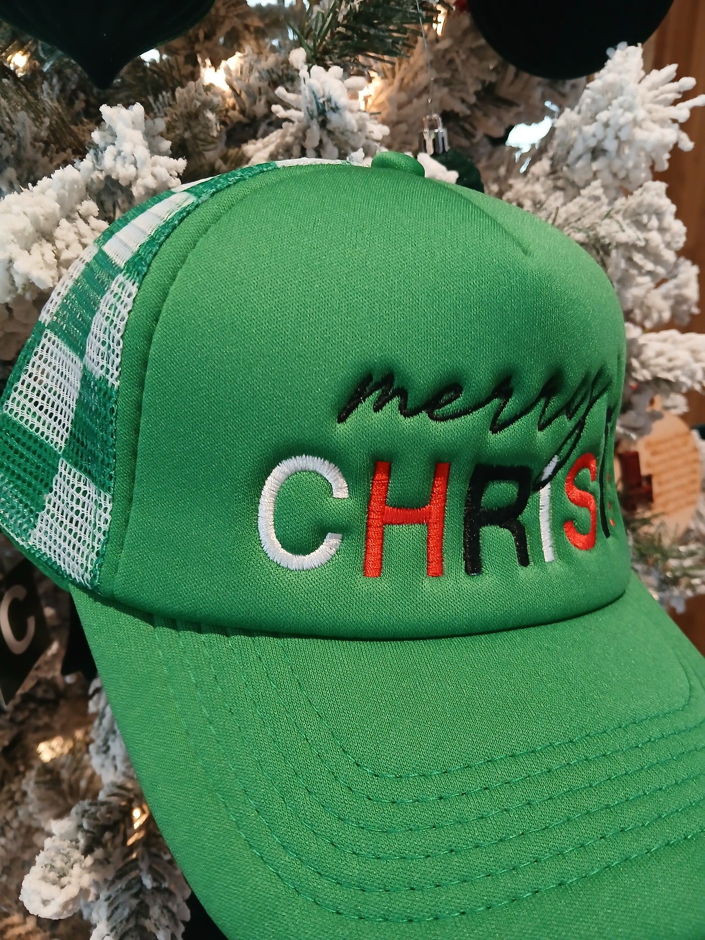 Merry Christmas checkered hat