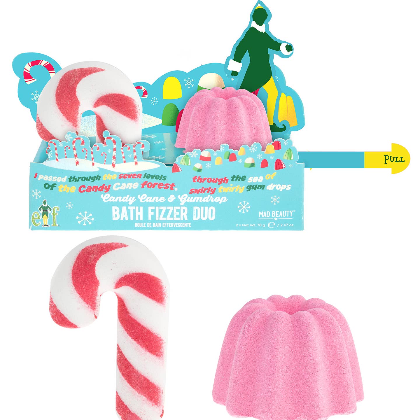 Candy cane and gum drop bath fizzer