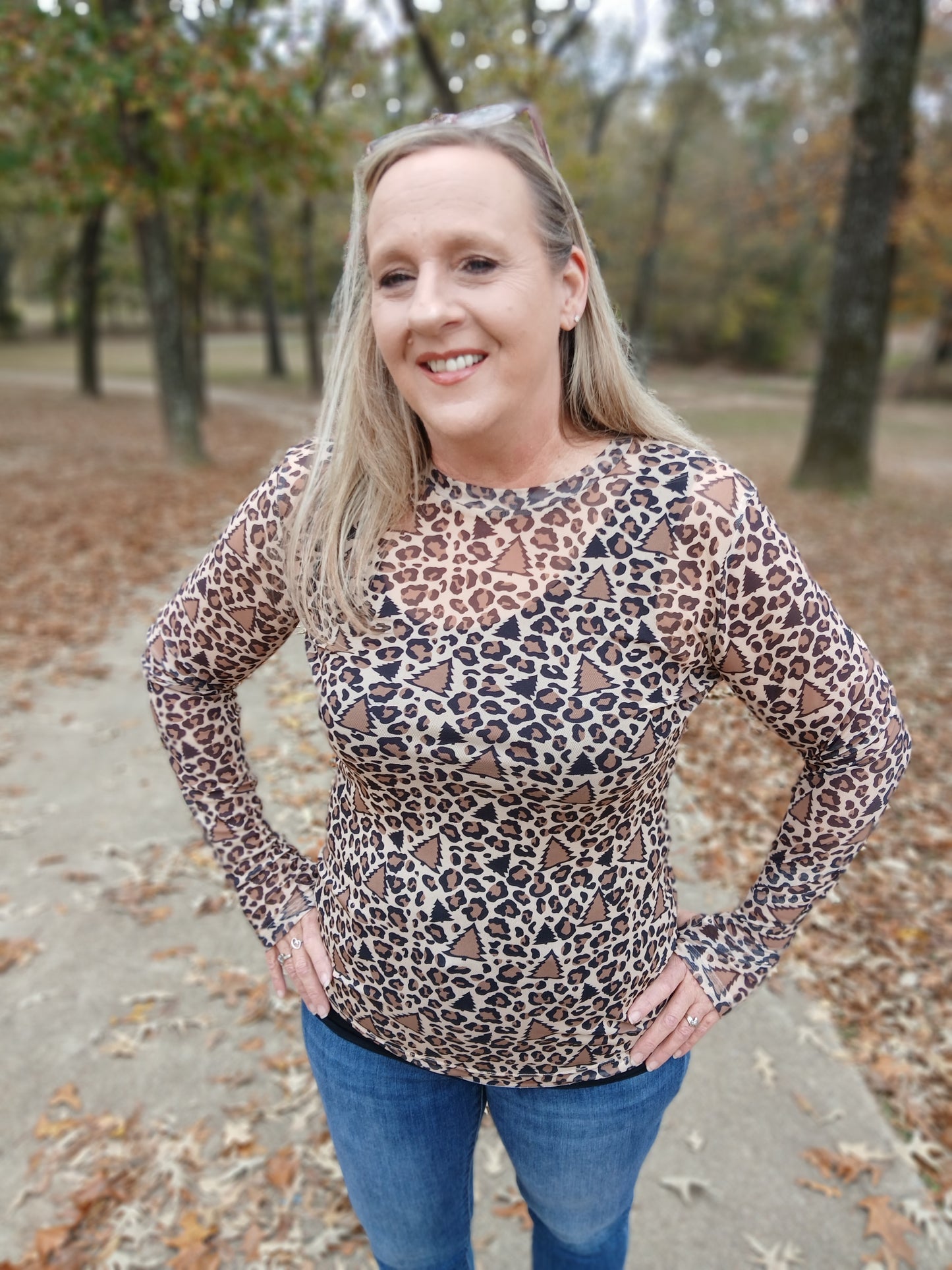 Leopard tree mesh top