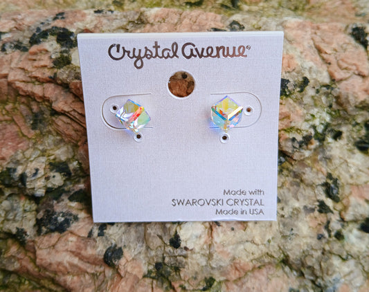 Crystal cube drop studs (medium)