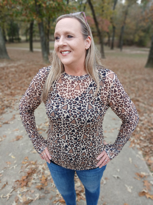 Leopard tree mesh top