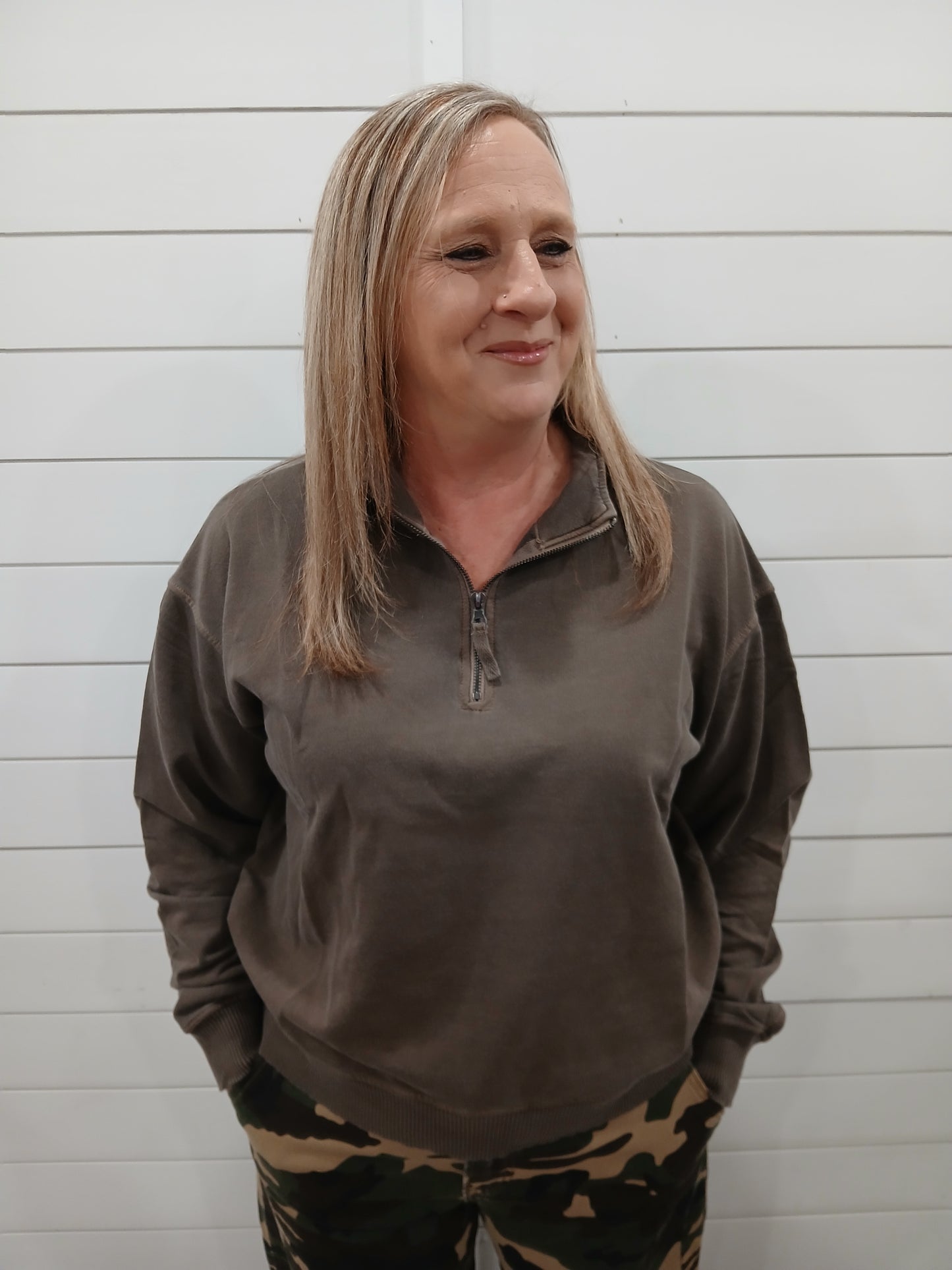 Brown half zip pullover