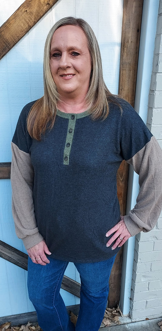 Charcoal block top with buttons