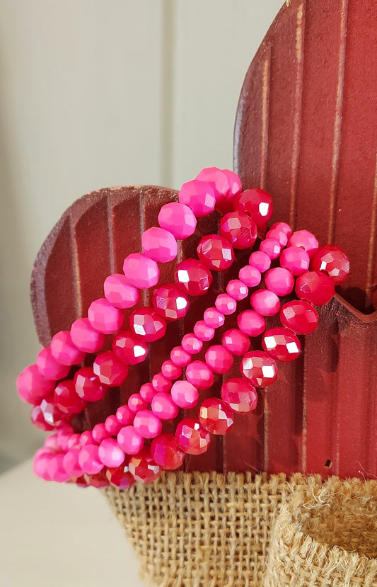 5 pc. Pink and Red Bracelet set
